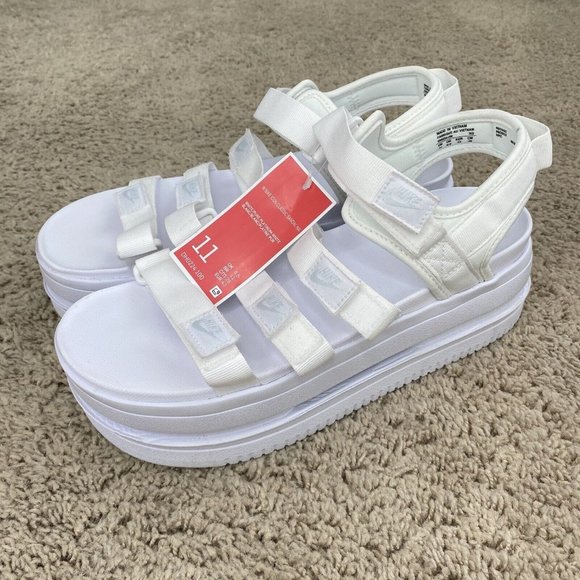 Nike Womens Icon Classic Sandal White Pure Platinum‎ Women Platform Shoe Size 11 - Picture 1 of 13